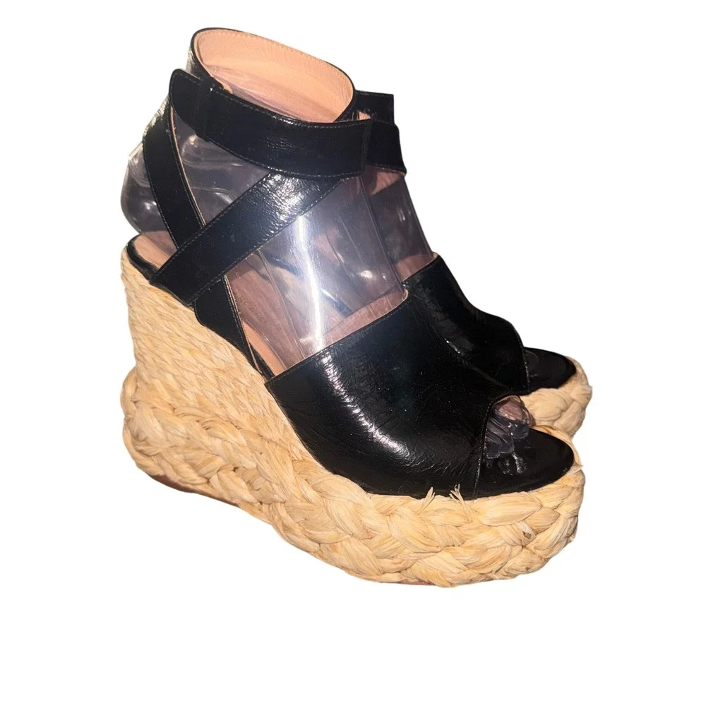 Paloma Barceló EU 40 Leather Espadrille Platform Wedge Sandals Made in Spain